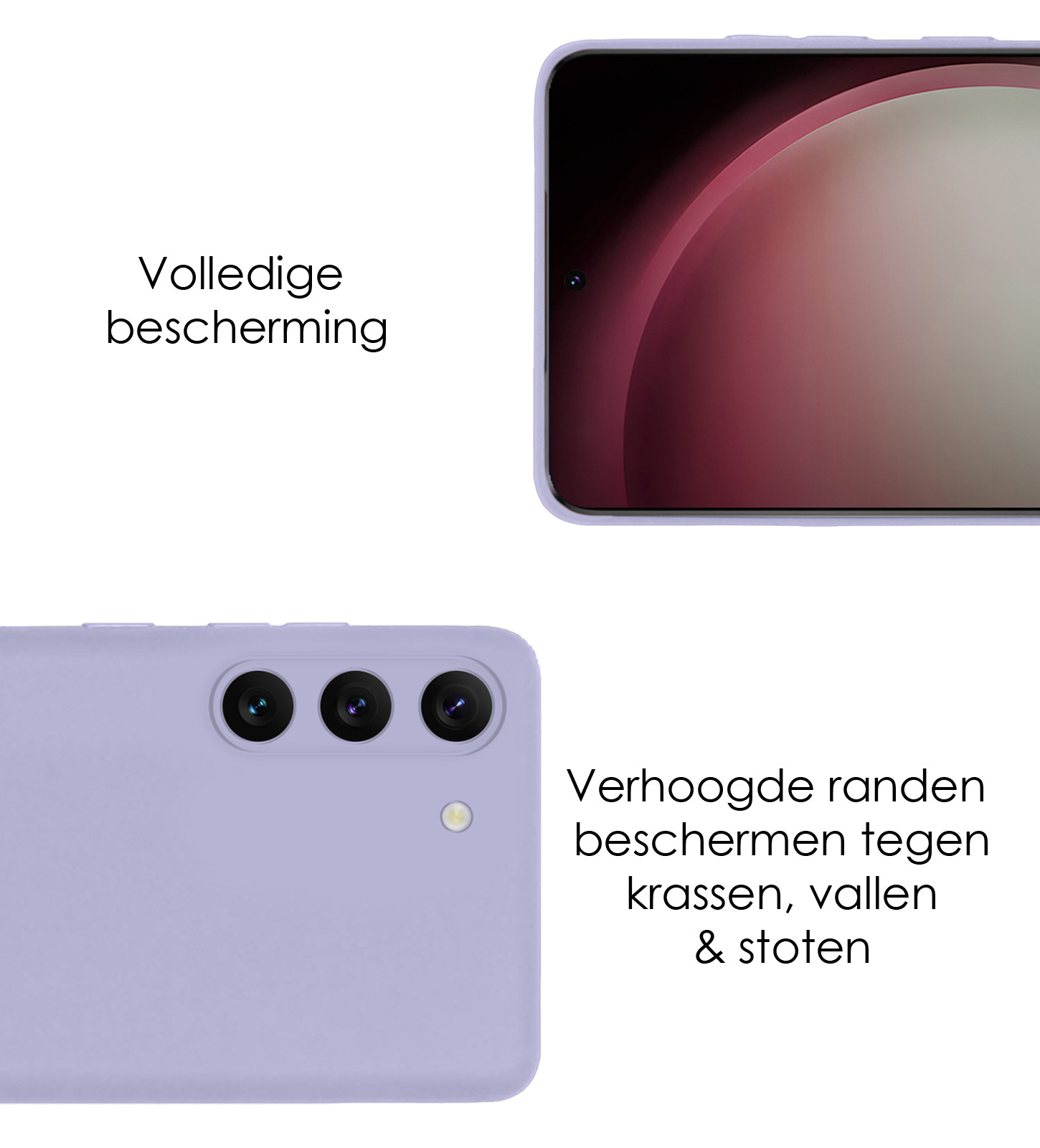 NoXx Hoes Geschikt voor Samsung S23 Hoesje Cover Siliconen Back Case Hoes Met Screenprotector - Lila