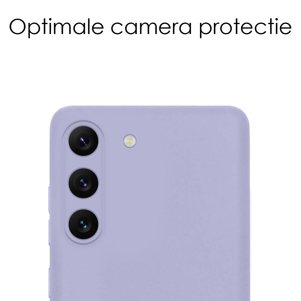 NoXx Hoes Geschikt voor Samsung S23 Hoesje Cover Siliconen Back Case Hoes Met Screenprotector - Lila