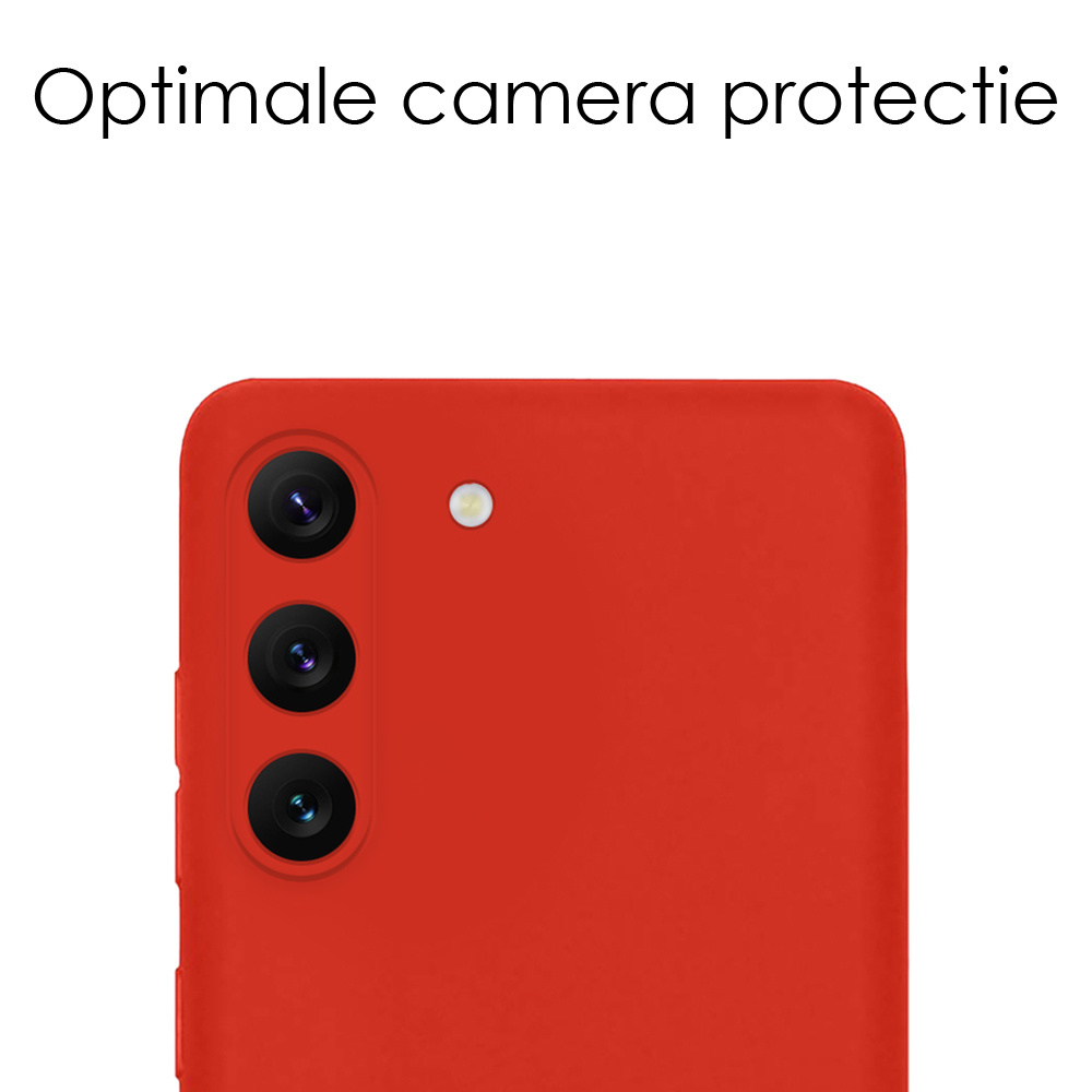 NoXx Hoes Geschikt voor Samsung S23 Hoesje Cover Siliconen Back Case Hoes Met Screenprotector - Rood