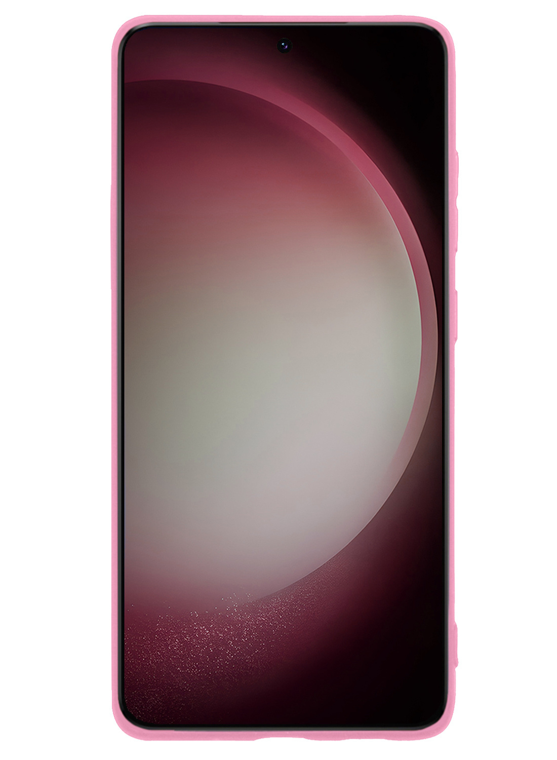 NoXx Hoes Geschikt voor Samsung S23 Hoesje Cover Siliconen Back Case Hoes Met Screenprotector - Lichtroze