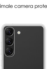 NoXx Hoes Geschikt voor Samsung S23 Hoesje Cover Siliconen Back Case Hoes Met Screenprotector - Transparant