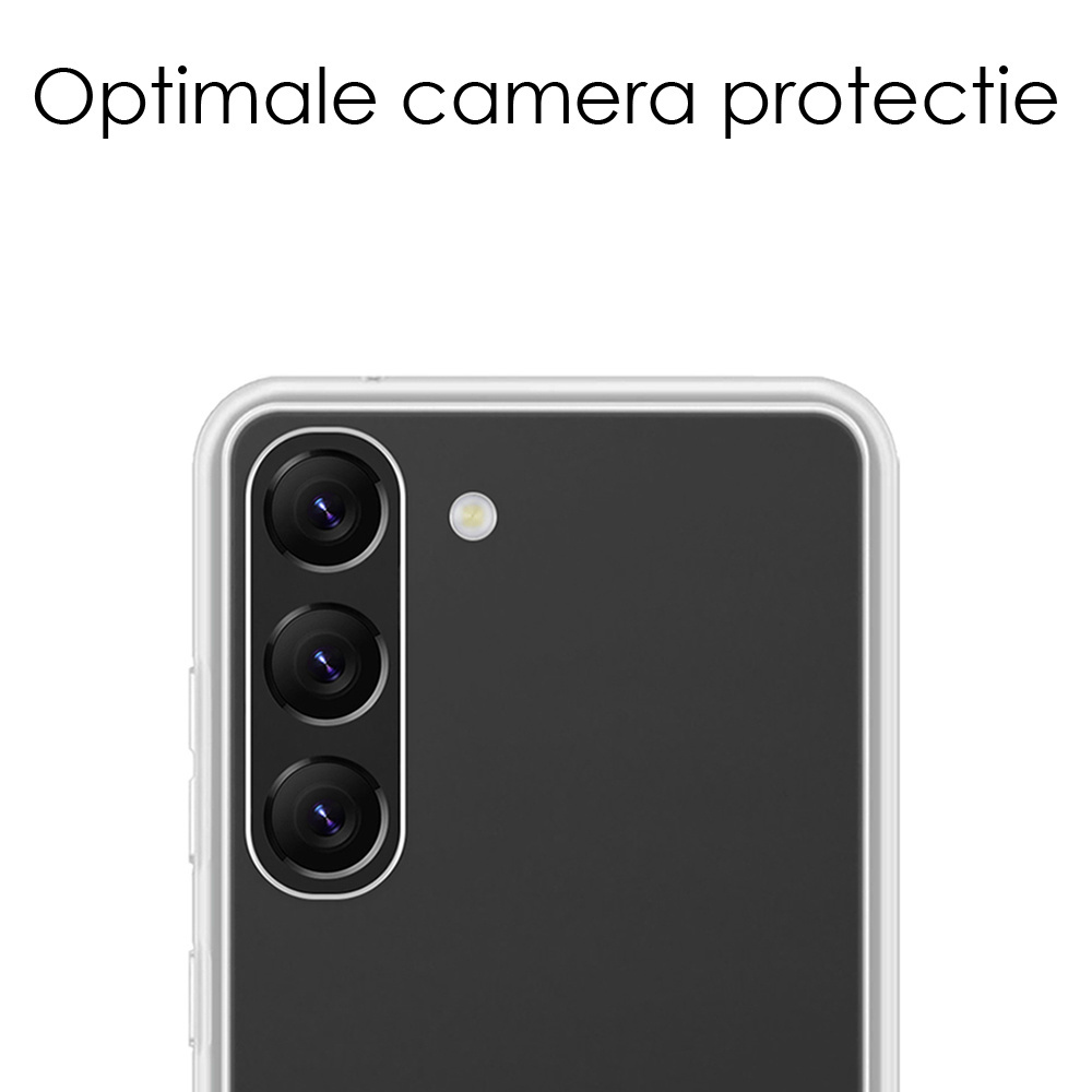 NoXx Hoes Geschikt voor Samsung S23 Hoesje Cover Siliconen Back Case Hoes Met Screenprotector - Transparant