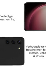 NoXx Hoes Geschikt voor Samsung S23 Hoesje Cover Siliconen Back Case Hoes Met Screenprotector - Zwart