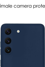 NoXx Hoes Geschikt voor Samsung S23 Hoesje Cover Siliconen Back Case Hoes Met 2x Screenprotector - Donkerblauw