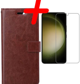 BASEY. BASEY. Samsung Galaxy S23 Hoesje Bookcase Bruin Met Screenprotector