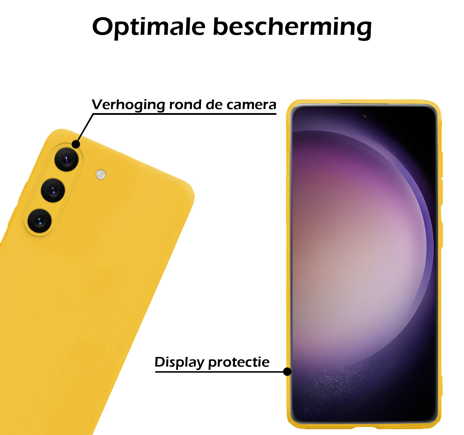 Nomfy Hoesje Geschikt voor Samsung S23 Hoesje Siliconen Cover Case Met Screenprotector - Hoes Geschikt voor Samsung Galaxy S23 Hoes Back Case - Geel