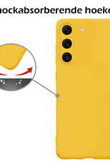 Nomfy Hoesje Geschikt voor Samsung S23 Hoesje Siliconen Cover Case Met Screenprotector - Hoes Geschikt voor Samsung Galaxy S23 Hoes Back Case - Geel