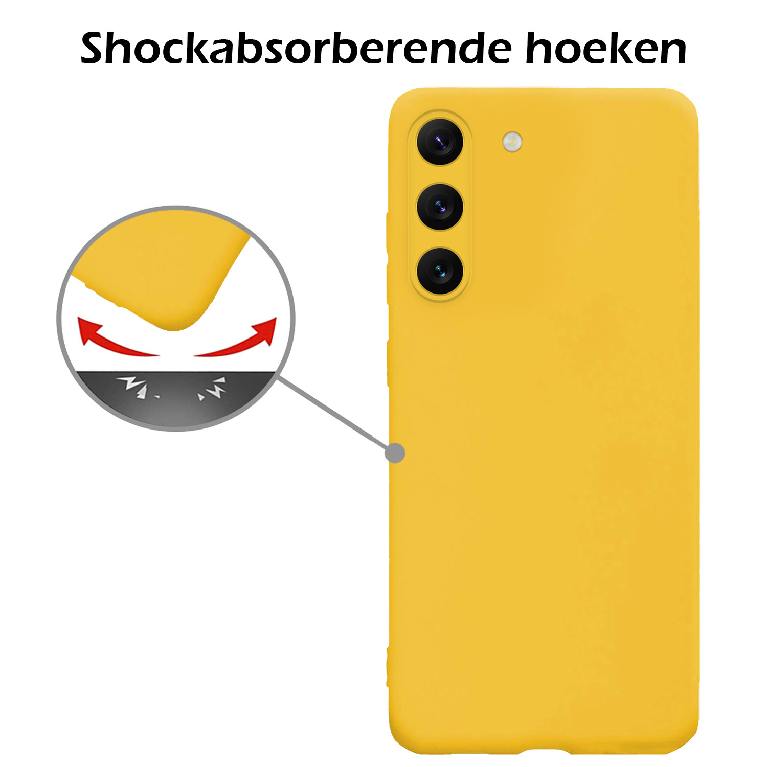 Nomfy Hoesje Geschikt voor Samsung S23 Hoesje Siliconen Cover Case Met Screenprotector - Hoes Geschikt voor Samsung Galaxy S23 Hoes Back Case - Geel