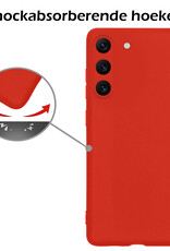 Nomfy Hoesje Geschikt voor Samsung S23 Hoesje Siliconen Cover Case Met Screenprotector - Hoes Geschikt voor Samsung Galaxy S23 Hoes Back Case - Rood