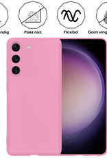 Nomfy Hoesje Geschikt voor Samsung S23 Hoesje Siliconen Cover Case Met Screenprotector - Hoes Geschikt voor Samsung Galaxy S23 Hoes Back Case - Lichtroze