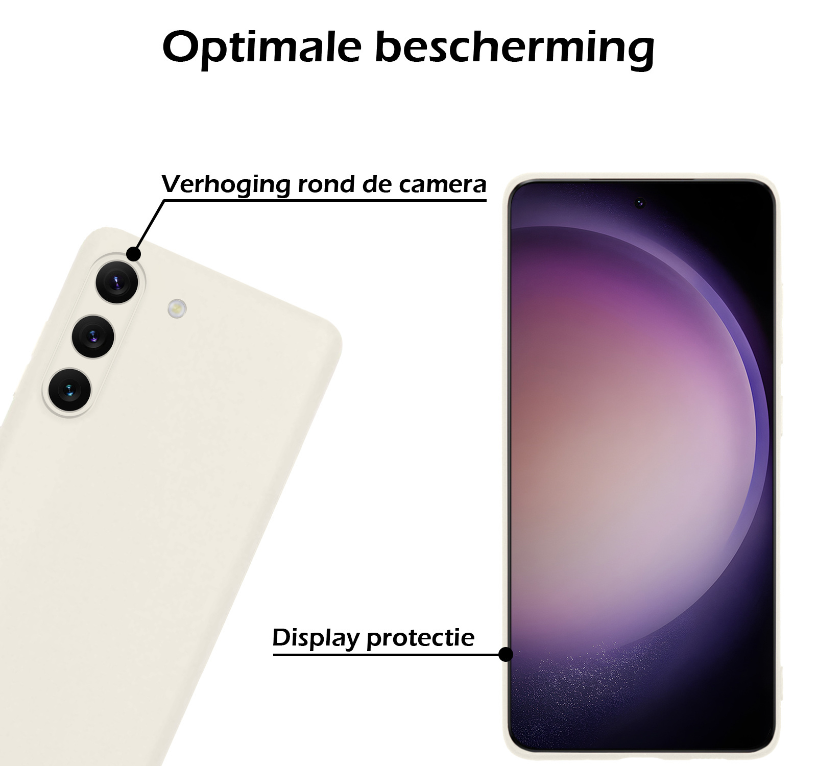 Nomfy Hoesje Geschikt voor Samsung S23 Hoesje Siliconen Cover Case Met Screenprotector - Hoes Geschikt voor Samsung Galaxy S23 Hoes Back Case - Wit