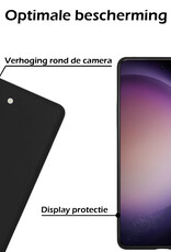 Nomfy Hoesje Geschikt voor Samsung S23 Hoesje Siliconen Cover Case Met Screenprotector - Hoes Geschikt voor Samsung Galaxy S23 Hoes Back Case - Zwart