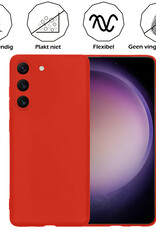Nomfy Hoesje Geschikt voor Samsung S23 Hoesje Siliconen Cover Case Met 2x Screenprotector - Hoes Geschikt voor Samsung Galaxy S23 Hoes Back Case - Rood