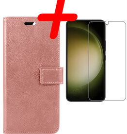 BASEY. BASEY. Samsung Galaxy S23 Hoesje Bookcase Rose Goud Met Screenprotector