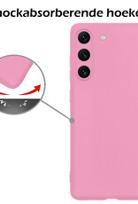 Nomfy Hoesje Geschikt voor Samsung S23 Hoesje Siliconen Cover Case Met 2x Screenprotector - Hoes Geschikt voor Samsung Galaxy S23 Hoes Back Case - Lichtroze