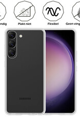 Nomfy Hoesje Geschikt voor Samsung S23 Hoesje Siliconen Cover Case Met 2x Screenprotector - Hoes Geschikt voor Samsung Galaxy S23 Hoes Back Case - Transparant