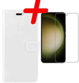 BASEY. BASEY. Samsung Galaxy S23 Hoesje Bookcase Wit Met Screenprotector