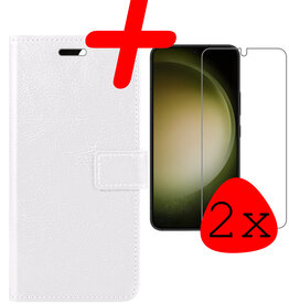 BASEY. BASEY. Samsung Galaxy S23 Hoesje Bookcase Wit Met 2x Screenprotector