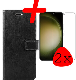 BASEY. BASEY. Samsung Galaxy S23 Hoesje Bookcase Zwart Met 2x Screenprotector