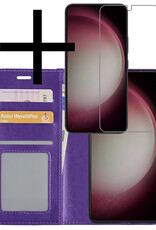 NoXx Hoes Geschikt voor Samsung S23 Hoesje Book Case Hoes Flip Cover Wallet Bookcase Met Screenprotector - Paars