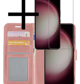 NoXx NoXx Samsung Galaxy S23 Hoesje Bookcase Rose Goud Met Screenprotector