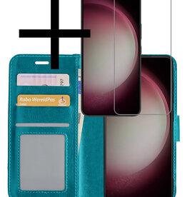 NoXx NoXx Samsung Galaxy S23 Hoesje Bookcase Turquoise Met Screenprotector