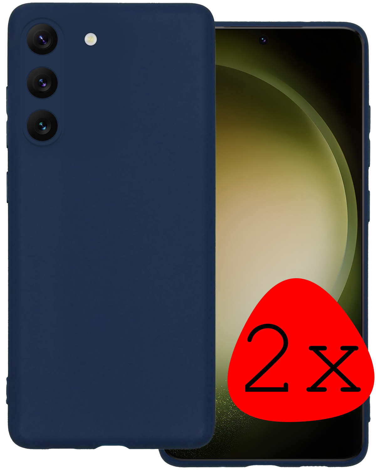 BASEY. Hoes Geschikt voor Samsung S23 Plus Hoesje Siliconen Back Cover Case - Hoesje Geschikt voor Samsung Galaxy S23 Plus Hoes Cover Hoesje - Donkerblauw - 2 Stuks