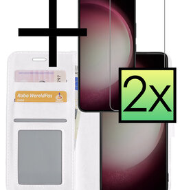 NoXx NoXx Samsung Galaxy S23 Hoesje Bookcase Wit Met 2x Screenprotector