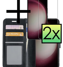 NoXx NoXx Samsung Galaxy S23 Hoesje Bookcase Zwart Met 2x Screenprotector