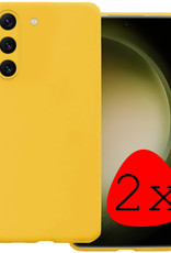 BASEY. Hoes Geschikt voor Samsung S23 Plus Hoesje Siliconen Back Cover Case - Hoesje Geschikt voor Samsung Galaxy S23 Plus Hoes Cover Hoesje - Geel - 2 Stuks