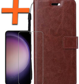 Nomfy Nomfy Samsung Galaxy S23 Hoesje Bookcase Bruin Met Screenprotector