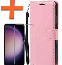 Nomfy Nomfy Samsung Galaxy S23 Hoesje Bookcase Lichtroze Met Screenprotector