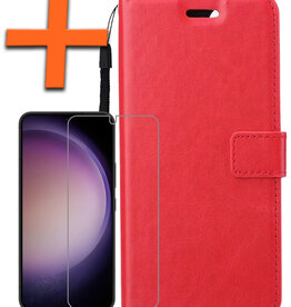 Nomfy Nomfy Samsung Galaxy S23 Hoesje Bookcase Rood Met Screenprotector