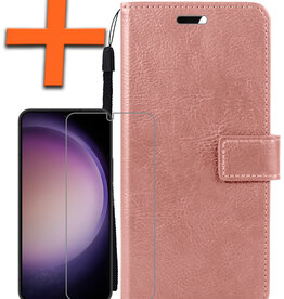 Nomfy Nomfy Samsung Galaxy S23 Hoesje Bookcase Rose Goud Met Screenprotector