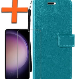 Nomfy Nomfy Samsung Galaxy S23 Hoesje Bookcase Turquoise Met Screenprotector