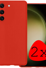 BASEY. Hoes Geschikt voor Samsung S23 Plus Hoesje Siliconen Back Cover Case - Hoesje Geschikt voor Samsung Galaxy S23 Plus Hoes Cover Hoesje - Rood - 2 Stuks