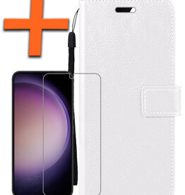 Nomfy Nomfy Samsung Galaxy S23 Hoesje Bookcase Wit Met Screenprotector