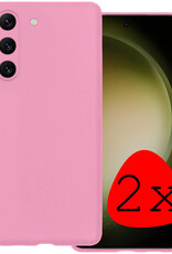 BASEY. Hoes Geschikt voor Samsung S23 Plus Hoesje Siliconen Back Cover Case - Hoesje Geschikt voor Samsung Galaxy S23 Plus Hoes Cover Hoesje - Lichtroze - 2 Stuks