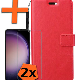 Nomfy Nomfy Samsung Galaxy S23 Hoesje Bookcase Rood Met 2x Screenprotector