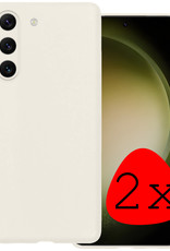 BASEY. Hoes Geschikt voor Samsung S23 Plus Hoesje Siliconen Back Cover Case - Hoesje Geschikt voor Samsung Galaxy S23 Plus Hoes Cover Hoesje - Wit - 2 Stuks