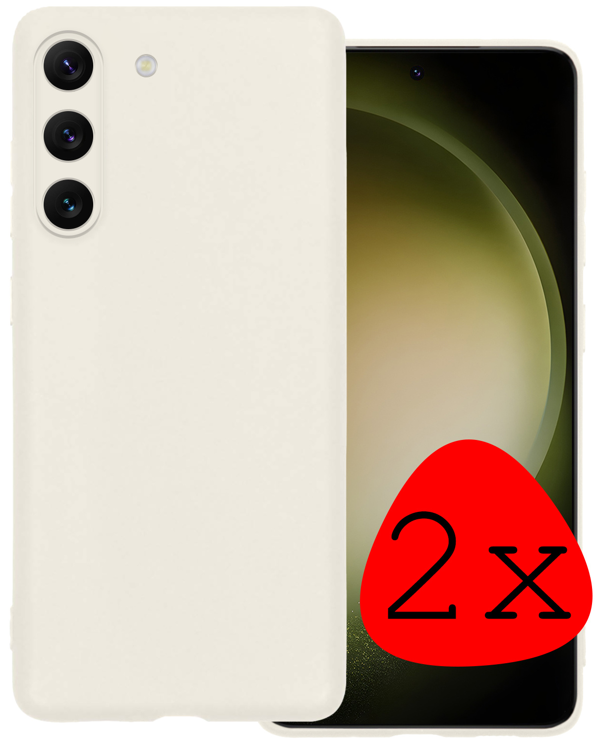 BASEY. Hoes Geschikt voor Samsung S23 Plus Hoesje Siliconen Back Cover Case - Hoesje Geschikt voor Samsung Galaxy S23 Plus Hoes Cover Hoesje - Wit - 2 Stuks