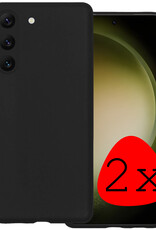 BASEY. Hoes Geschikt voor Samsung S23 Plus Hoesje Siliconen Back Cover Case - Hoesje Geschikt voor Samsung Galaxy S23 Plus Hoes Cover Hoesje - Zwart - 2 Stuks