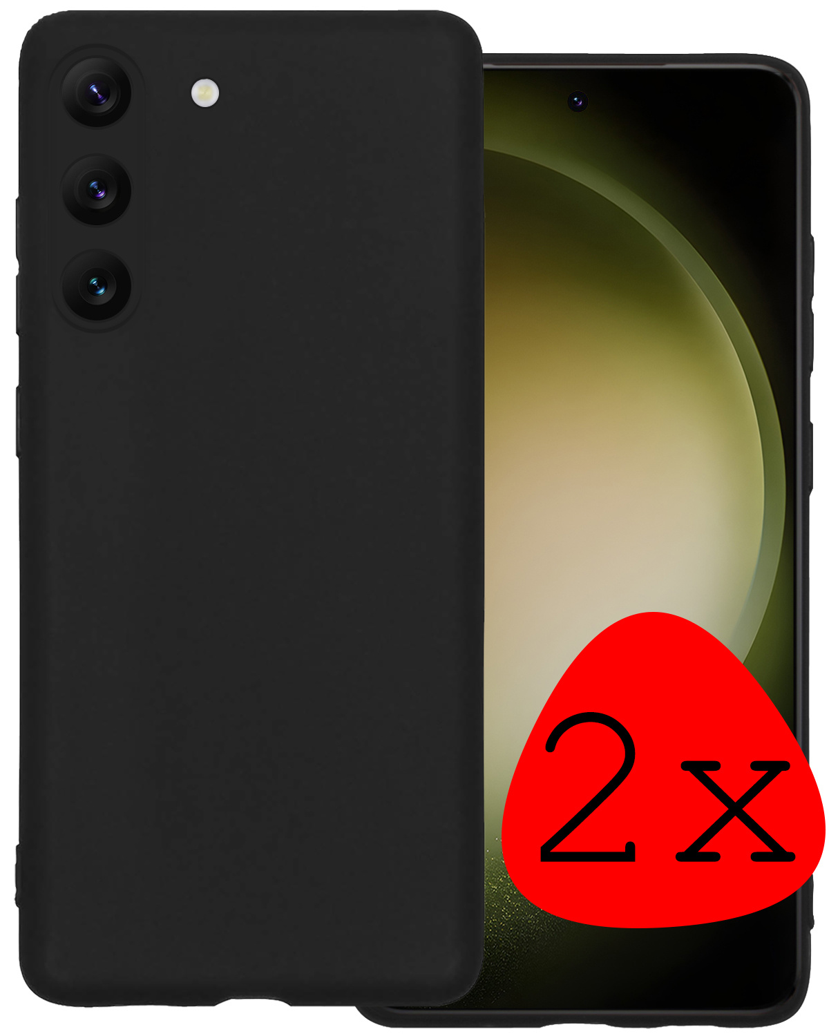 BASEY. Hoes Geschikt voor Samsung S23 Plus Hoesje Siliconen Back Cover Case - Hoesje Geschikt voor Samsung Galaxy S23 Plus Hoes Cover Hoesje - Zwart - 2 Stuks