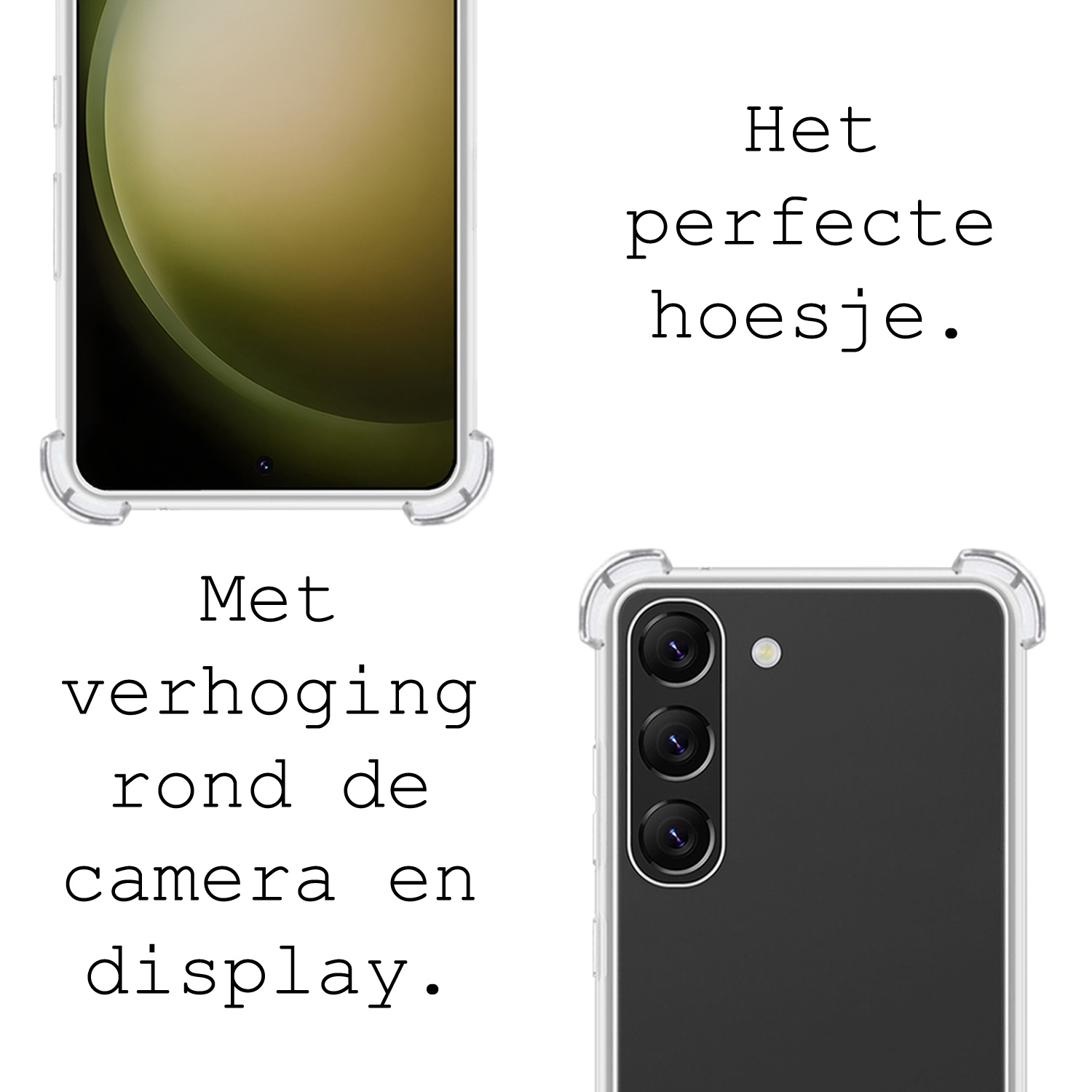 BASEY. Hoes Geschikt voor Samsung S23 Hoesje Shock Proof Case Met Koord Shock Hoes Met Koord - Hoesje Geschikt voor Samsung Galaxy S23 Hoes Cover Met Koord - Transparant