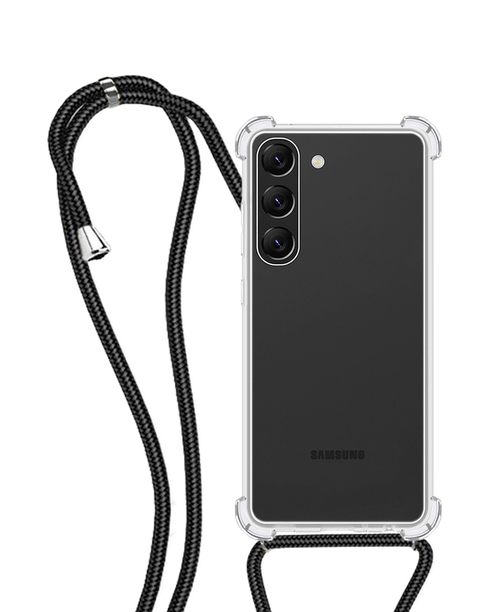 NoXx Hoes Geschikt voor Samsung S23 Hoesje Transparant Met Telefoonkoord Cover Shock Proof Case Koord Hoes