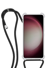 NoXx Hoes Geschikt voor Samsung S23 Hoesje Transparant Met Telefoonkoord Cover Shock Proof Case Koord Hoes
