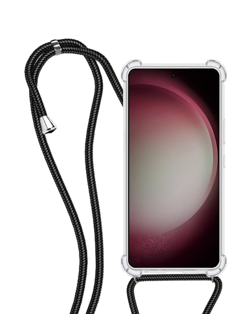 NoXx Hoes Geschikt voor Samsung S23 Hoesje Transparant Met Telefoonkoord Cover Shock Proof Case Koord Hoes