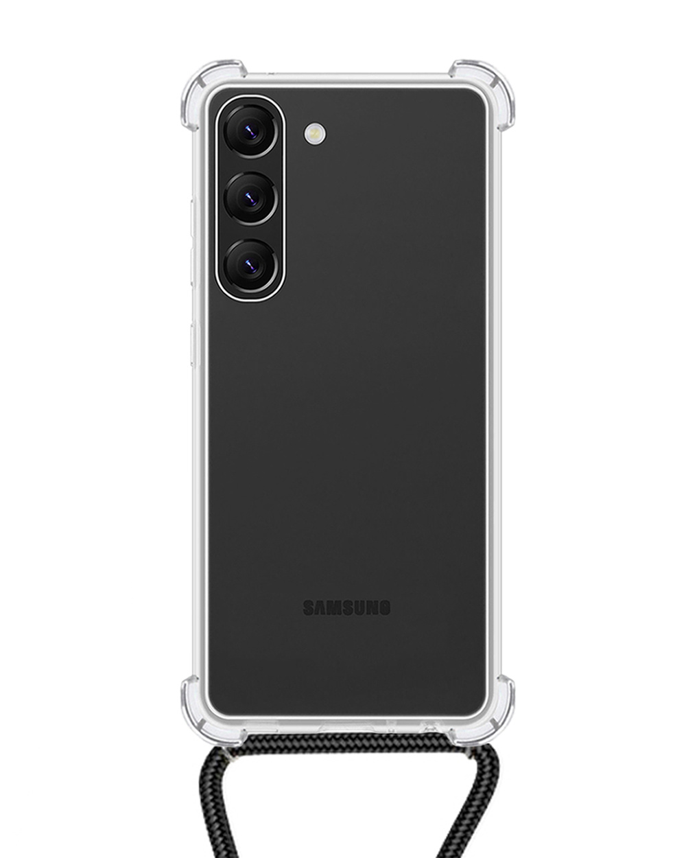 NoXx Hoes Geschikt voor Samsung S23 Hoesje Transparant Met Telefoonkoord Cover Shock Proof Case Koord Hoes