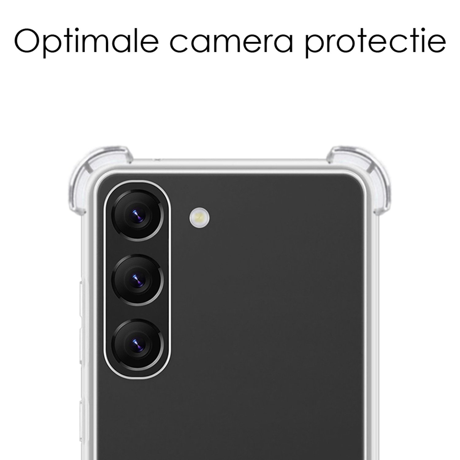 NoXx Hoes Geschikt voor Samsung S23 Hoesje Transparant Met Telefoonkoord Cover Shock Proof Case Koord Hoes