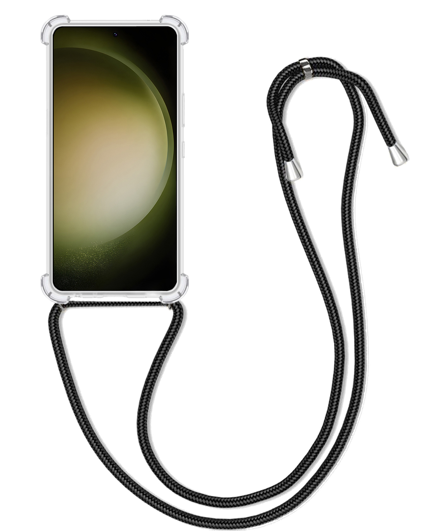 BASEY. Hoes Geschikt voor Samsung S23 Ultra Hoesje Shock Proof Case Met Koord Shock Hoes Met Koord - Hoesje Geschikt voor Samsung Galaxy S23 Ultra Hoes Cover Met Koord - Transparant